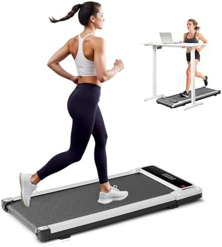Compact Walking Pad Under Desk Treadmill, Portable Electric Walking Treadmill with Remote Control & LED Display for Home Office, Quiet Fitness Machine by Aidoly