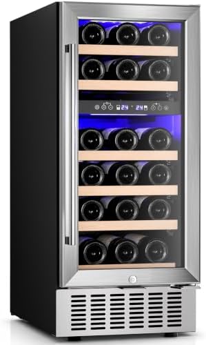 Antarctic Star Wine Fridge, 28 Bottles 15 Inch Wine Cooler Refrigerator Under Counter (41-68°F), Built-in Dual Zone Freestanding Wine Refrigerator with Stainless Steel Double-Layer Tempered Glass Door by AntarcticStar