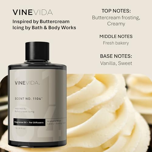 VINEVIDA [16 Fl Oz] Scent NO. 1104 Fragrance Oil For Cold Air Diffusers, Aromatic Notes of Buttercream frosting, creamy & Fresh bakery Essential Oils for Diffuser Oil Refill & Air Freshener Room Spray - Image 2