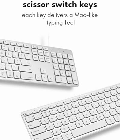 Macally Wired Keyboard for Mac with USB Hub (2X USB-A / 1x USB-C) - Compatible Backlit Apple Keyboard with Dual Interface - Auto OS Detection for Mac, MacBook, iMac, PC, Android, iPad, iOS - Silver - Image 6