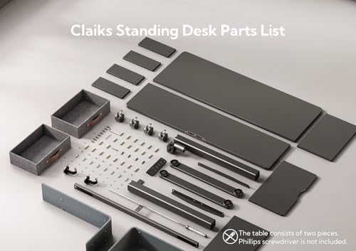 Claiks Standing Desk with Drawers & Wheels, 2 Height Shelf 63" Black - Image 5