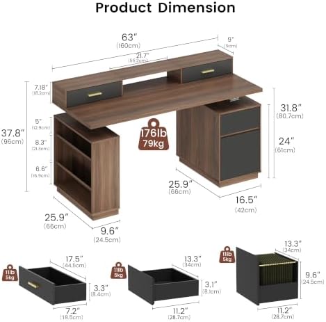 ModernMate 63" Executive Standing Desk with 4 Drawers & File Cabinet - Image 2
