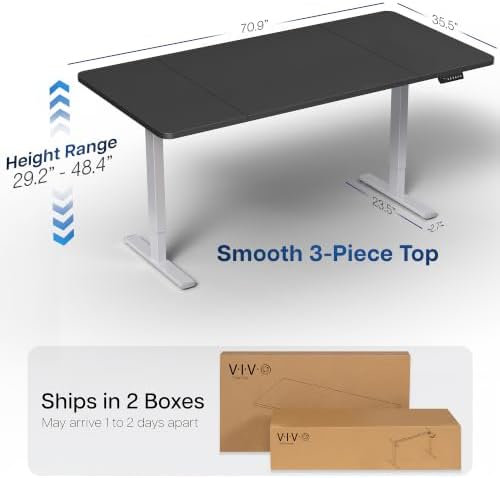 VIVO Black 71 x 36 in Standing Desk, DESK-KIT-1G7B-36 - Image 3