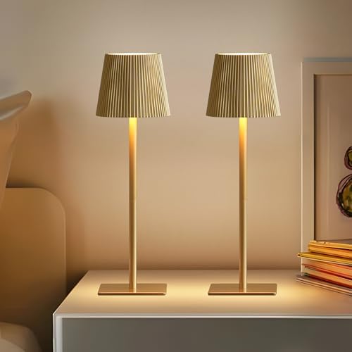 LUTEC 4 Pack Cordless Table Lamp,6000mAh Rechargeable Battery Operated Desk Lamp,Two Adjustable Heights,Waterproof, Touch Control & 3 Color Stepless Dimming for Restaurant/Bedroom/Bars/Outdoor (Gold) - Image 7