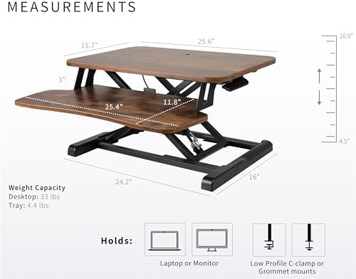 VIVO Rustic Vintage Brown 26 in Standing Desk Converter, DESK-V026KN - Image 3