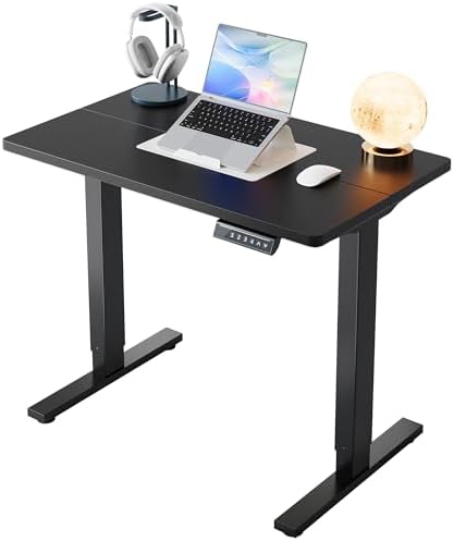 HUANUO 32x19 Inch Small Electric Standing Desk, Adjustable, Black by HUANUO