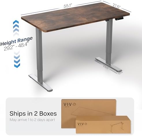 VIVO Rustic Vintage Brown 55 x 28 in Standing Desk, DESK-KIT-1G55N - Image 3