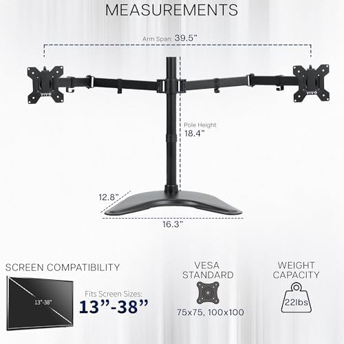 VIVO Dual LED LCD Monitor Free-Standing Desk Stand - Image 4