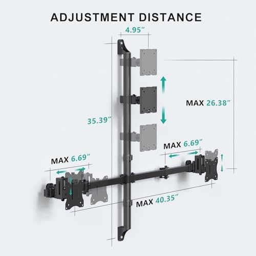 WALI Stacked Triple Monitor Wall Mount for 49" Curved and Dual 34" Monitors - Image 3