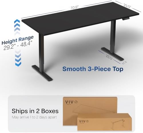 VIVO Black 71 x 30 in Standing Desk, DESK-KIT-1B7B - Image 3