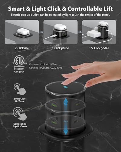 Motorized Pop Up Countertop Outlet with 45W USB C Charging Station - Image 2