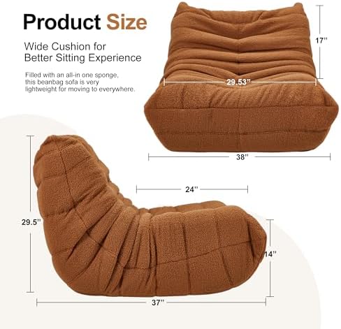Hobestluk Big Bean Bag Chairs for Adults Fireside BeanBag Couch Togo Sofa - Image 2