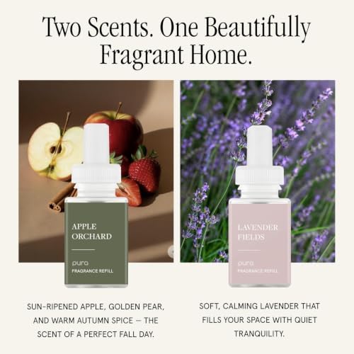 Pura Smart Home Fragrance Device Starter Set - Pura 4 - Scent Diffuser for Home - Includes Fragrance Aroma Diffuser - Square Box, Apple Orchards and Lavender Fields Scent Refills - Image 3
