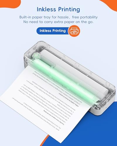 A41 Bluetooth Thermal Printer, Portable Inkless Printer for Travel Supports 8.5 x 11 Inch Paper, Small Mobile Printing Device Ideal for Office, School, Home - Image 2