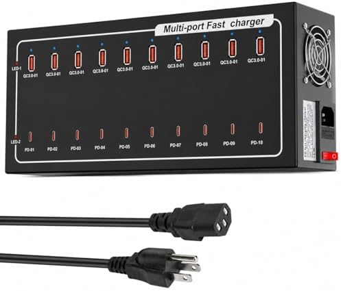 20-Port Fast Charging Station 400W, USB C and USB A Charger Dock with Smart Power Distribution Technology，for Multiple Devices, PD/QC Fast Charging Support by Lcoco%26Dream