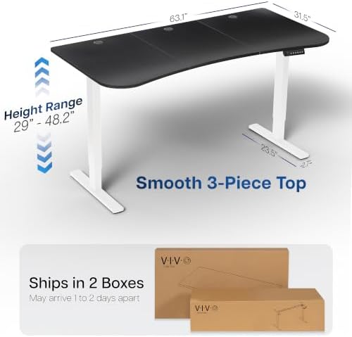 VIVO Black Carbon Fiber 63 x 32 in Standing Desk, DESK-KIT-1W1R - Image 3