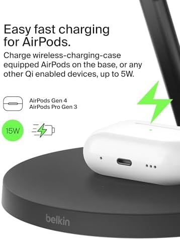Belkin Qi2 15W Wireless Charging Station, 3 in 1 iPhone Charger - Image 5