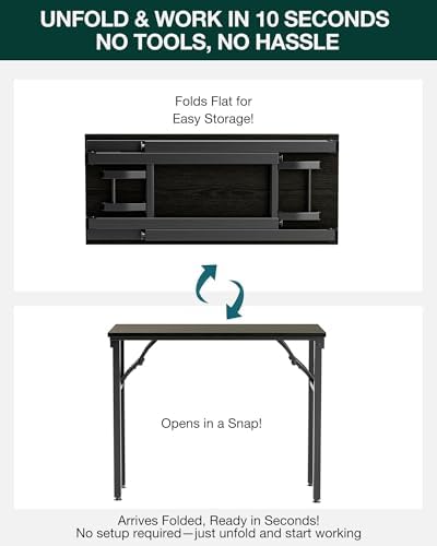 Frylr Small Folding Computer Desk – Portable 35.8 Inch Foldable Laptop Table, Collapsible and Compact for Easy Storage and Fast Setup, Lightweight for Small Spaces, Craft and Study Use, Dark Oak - Image 3