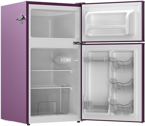 Frigidaire, 3.1 Cu. Ft. 2 Door Retro Series Compact Refrigerator, Built-In Side Bottle Opener, Purple - Image 2