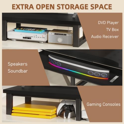 YAOHUOO 45" Large TV Riser for 32-60 inch TV, TV Riser Stand Shelf,Black - Image 5