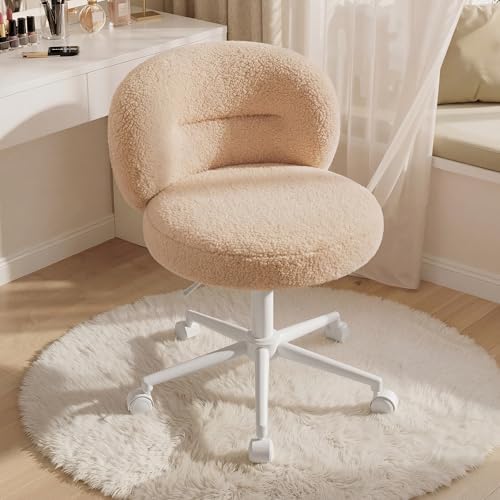 Homkdom Round Vanity Chair with Silent Wheels, 17.32" Wide Seat by ElevateYourHome%EF%BC%8CEnhanceEver