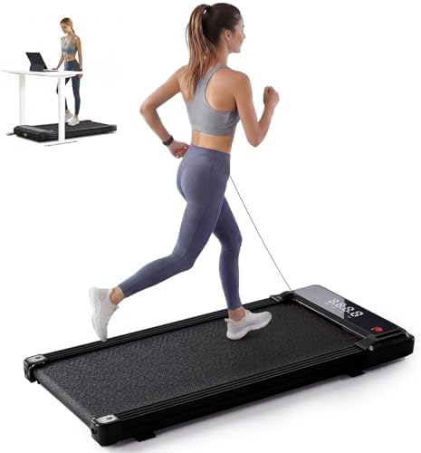 NEWBULIG Under Desk Walking Pad Treadmill, Portable Compact Electric Treadmill with Remote Control, Quiet Fitness Equipment & LED Display for Home & Office, Black&Sliver by NEWBULIG