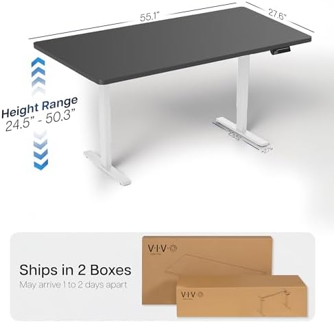 VIVO Black 55 x 28 in Standing Desk, DESK-KIT-2W55B - Image 3
