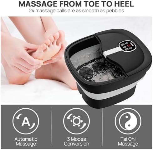 Collapsible Foot Spa Electric Rotary Massage with Heat, Bubble, Remote - Image 3
