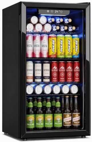 Icyglee 126 Can Mini Fridge, 3.2 Cu.Ft Beverage Refrigerator, NEW Black by ICYGLEE
