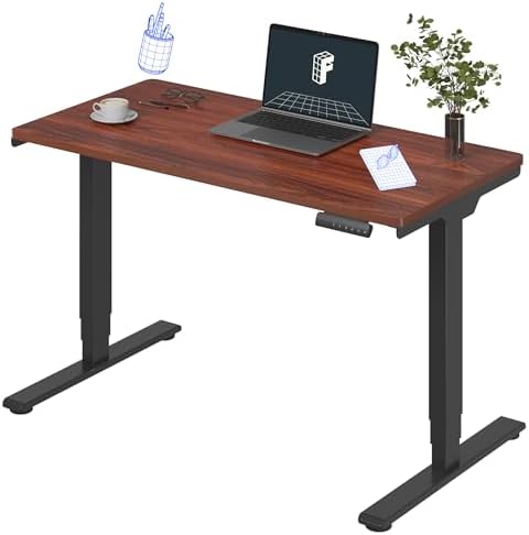 FLEXISPOT E6 3-Stage Dual Motor Electric Standing Desk 48 x 24 Sit Stand Up Desk, Holds 220 lbs, Adjustable Height w/Memory Presets, One-Piece Mahogany Desktop & Black Frame, Ships in 2 Boxes by Unknown