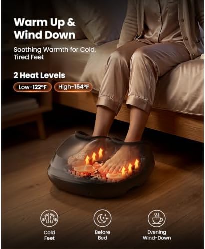 BOB AND BRAD Lite Foot Massager FSA Eligible HSA, Shiatsu Foot Massager with Heat for Neuropathy & Plantar Fasciitis Relief, Electric Deep Kneading Feet Massager Machine, Birthday Gifts for Women Men - Image 6