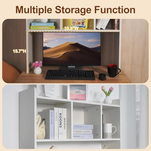 Desk Bookshelf for Computer Desk, 3 Tier Desk Shelves Desktop Organizer Shelf, Desk Hutch Organizer for Monitor & Printer, Space-Saving Tabletop Storage Shelving for Office Dorm Room, White - Image 5