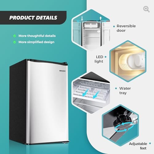 EUHOMY 3.2 Cu.Ft Mini Fridge with Freezer, Mini Refrigerator for Dorm - Image 5