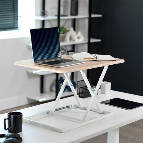VIVO Light Wood 26 in Single Top Standing Desk Converter, DESK-V001JF - Image 2