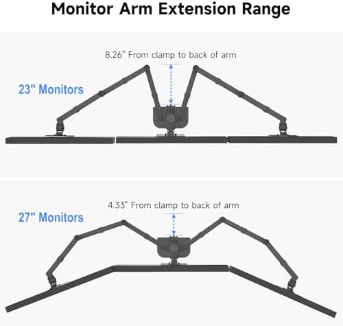 Suptek Hex LED LCD Monitor Stand up Desk Mount Extra Tall 31.5 inch Pole Heavy Duty Fully Adjustable Stand for 6 / Six Screens up to 27 inch (MD68126) - Image 2