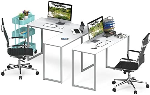 SHW Mission 48 x 48 L-Shape Home Office Computer Desk, White - Image 6