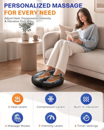 PACOVY Shiatsu Feet Massager, Foot Massager with Heat, Deep Kneading, Vibration and Air Compression for Plantar Fasciitis, 2 Heat Levels, Birthday Gifts for Women Mom Dad - Image 3