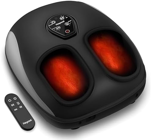 Heycool Shiatsu Foot Massager with Heat, Deep Kneading, Compression & Vibration Foot Massager Machine with Remote Control, Fits Size 13 for Home Relaxation, Office Workers & Seniors by Heycool