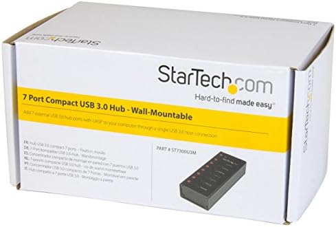 StarTech.com 7 Port USB 3.0 Hub (5 Gbps) - Metal Enclosure - Desktop or Wall Mountable - Rugged & industrial Powered USB Expander and Splitter Hub (ST7300U3M) - Image 6