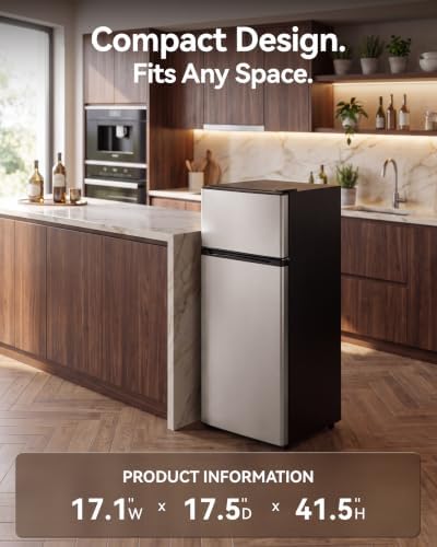 Tehanld 4.4 Cu.Ft Fridge Freezer for Dorm/Office, 2-Door, Quiet - Image 4
