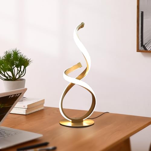 2 Pack Gold Cool Table Lamps, LED Spiral Desk Lights, Dimmable - Image 6