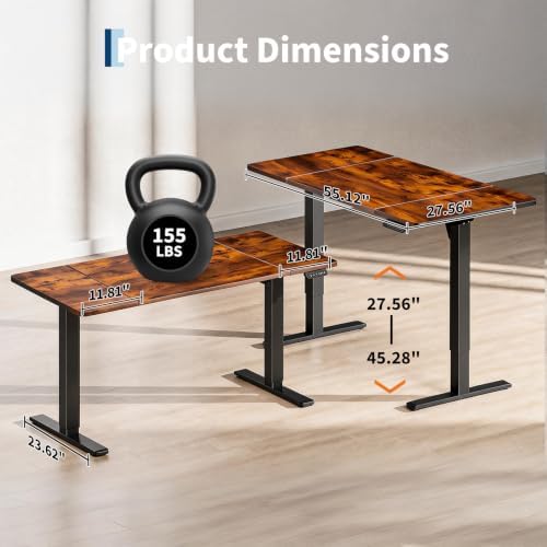 55 x 28Inch Electric Standing Desk, Height Adjustable Computer Desk - Image 3