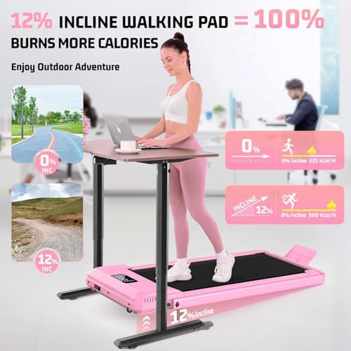 FUNMILY Upgrade Walking Pad Folding Treadmill with 12%/15% Incline & Handle Bar, 3.5HP Foldable Under Desk Compact Treadmills for Home/Office/Gym, 400+lb Capacity, Shock Absorption - Image 2