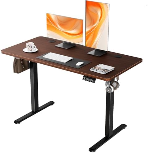 47"x24" Standing Desk, Height Adjustable Sit-Stand Home Office, Walnut by ERGOMAKER