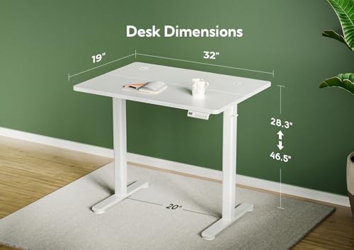 Claiks Electric Height Adjustable Standing Desk, 32x19 Inch, White - Image 3