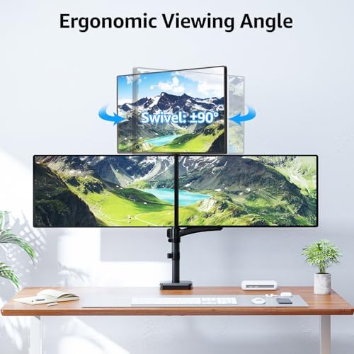 MOUNTUP Triple Monitor Mount Fits Max 32 Inch Screen, Holds 4.4-17.6lbs, 3 Monitors Desk Mount, Triple Monitor Stand for Desk, Adjutable Arm with Clamp/Grommet Base, for Home Office, 75x75/100x100 - Image 5