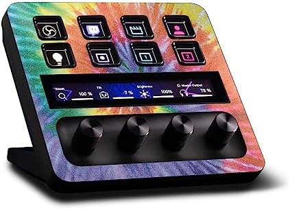 MightySkins Glossy Glitter Skin Compatible with Elgato Stream Deck + - Tie Dye Spiral | Protective, Durable High-Gloss Glitter Finish | Easy to Apply, Remove, and Change Styles | Made in The USA by MIGHTY+SKINS