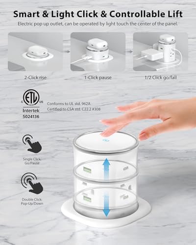 Motorized Pop Up Countertop Outlet with 45W USB C Charging Station - Image 2