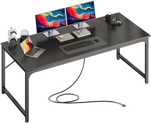 PRAISUN 63 X 30 Inch Extra Deep Desk with Power Outlets by PRAISUN