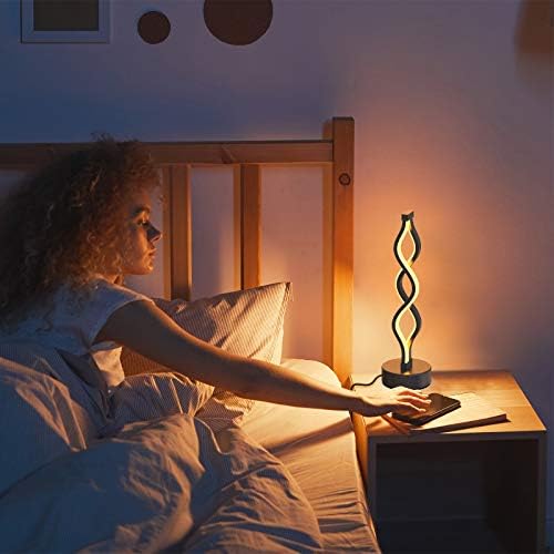 NUÜR Black Infinity Spiral LED Table Lamp, Dimmable Bedside Lamp - Image 3